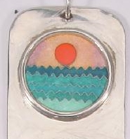 STERLING & ENAMEL PENDANT - SIGNED